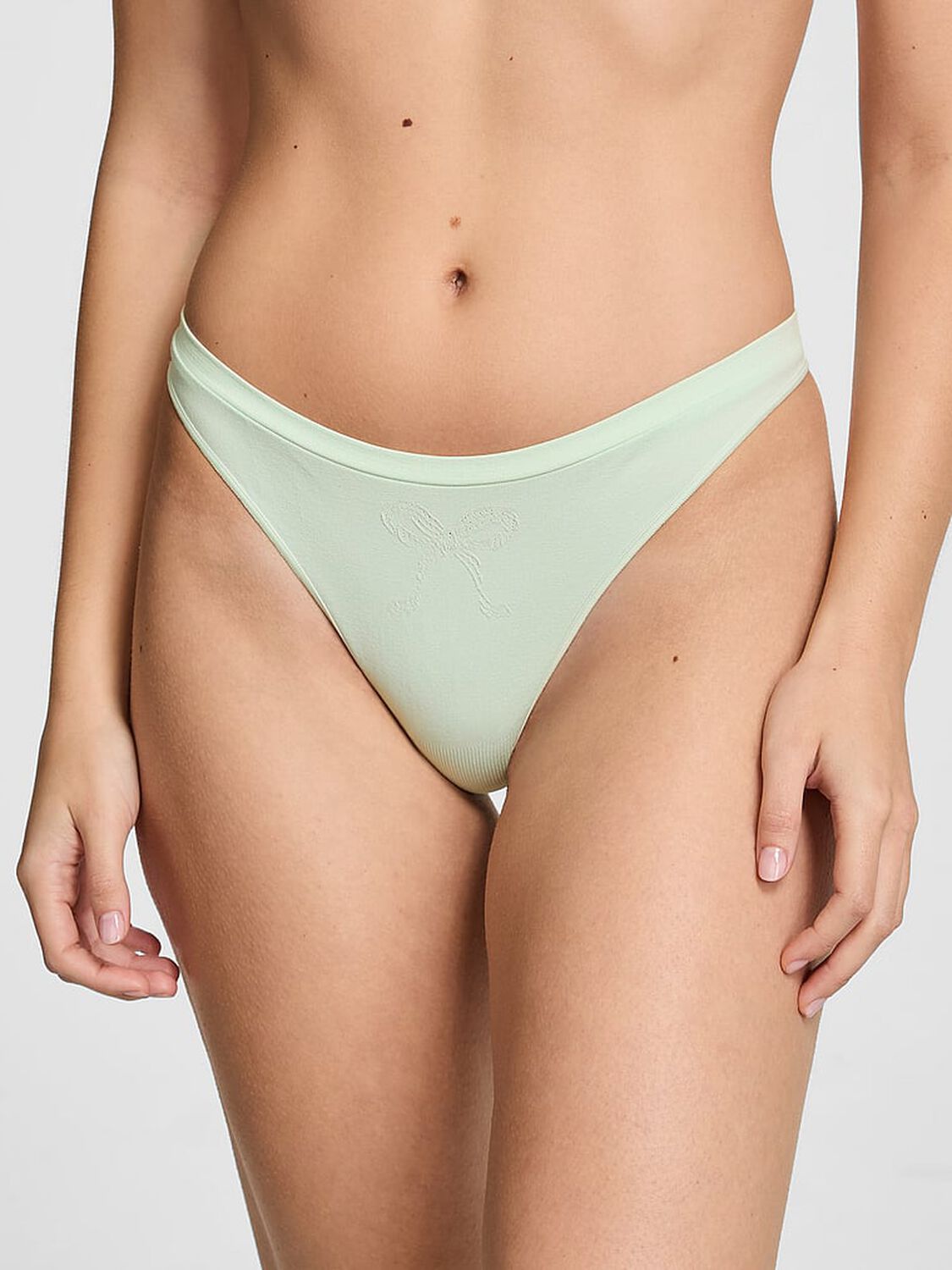 vs Pink Seamless High-Leg Thong Panty Mint 1 of 3 