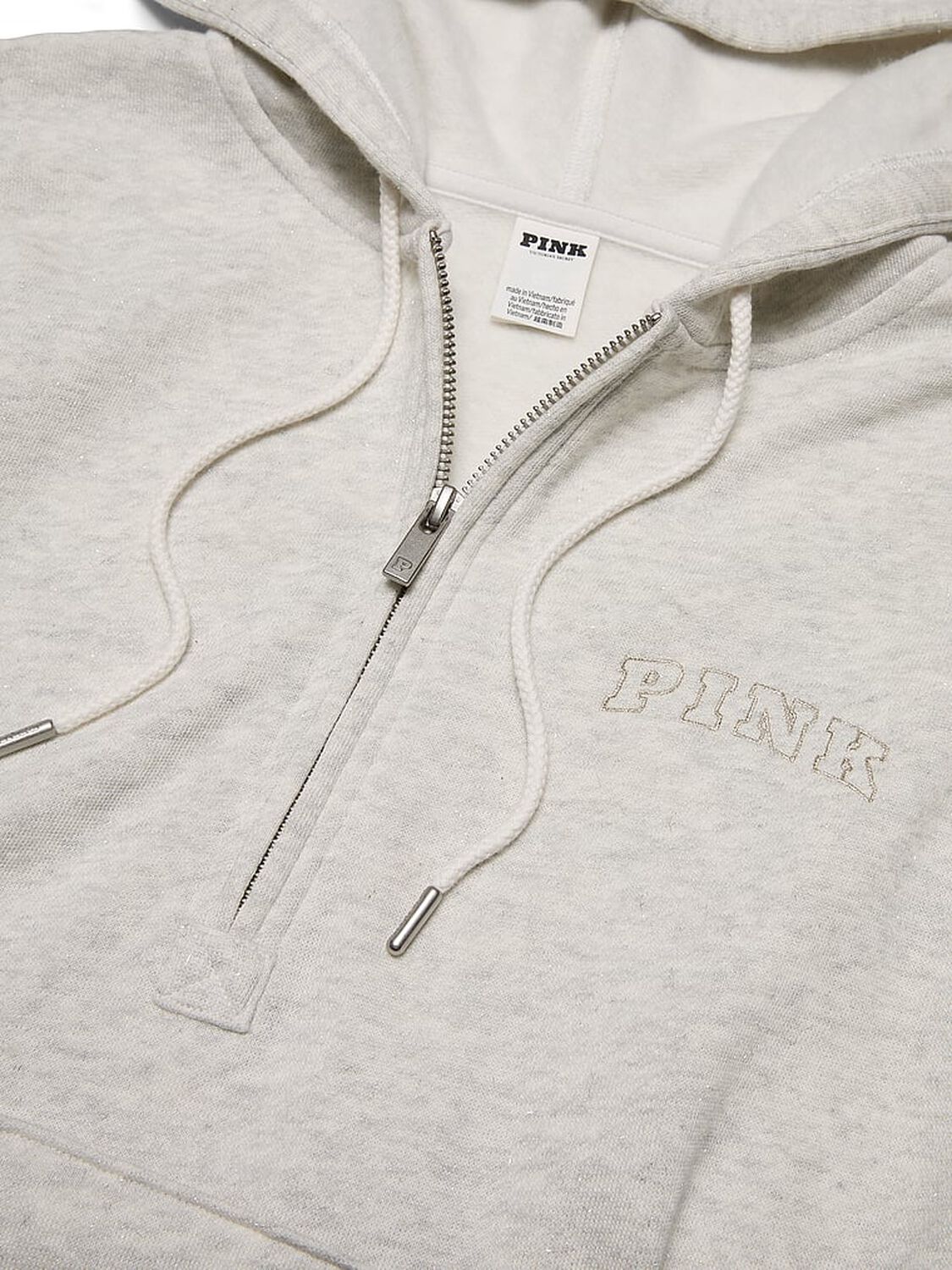 vs Pink Ivy Fleece Campus Half-Zip Hoodie Vs Snow Heather Angelina 3 of 3 