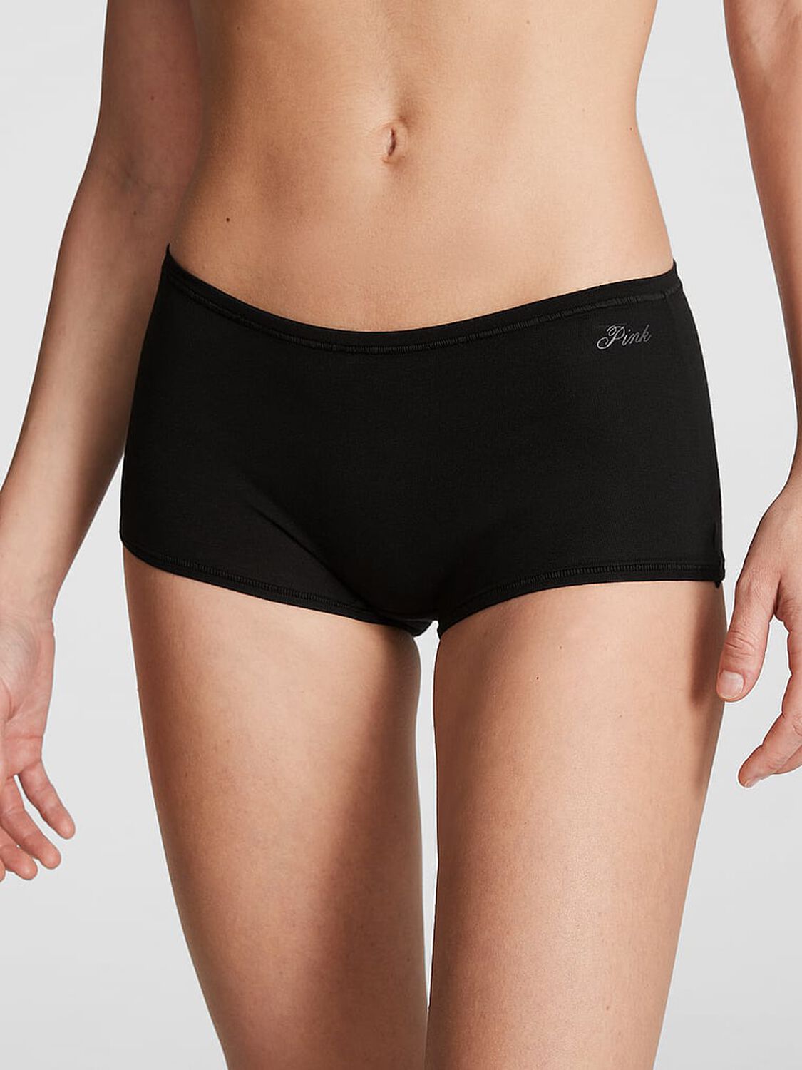 vs Pink Cotton Boyshort Panty Pure Black 1 of 3 