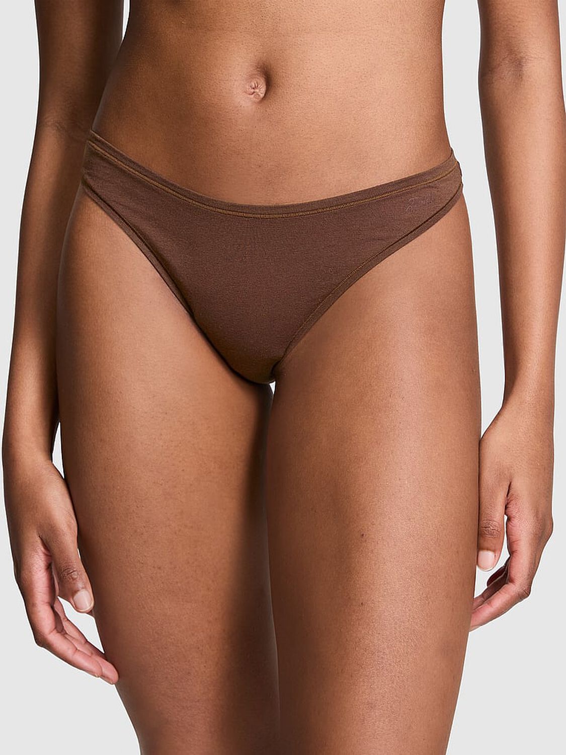 vs Pink Cotton High-Leg Thong Panty Ganache 1 of 3 