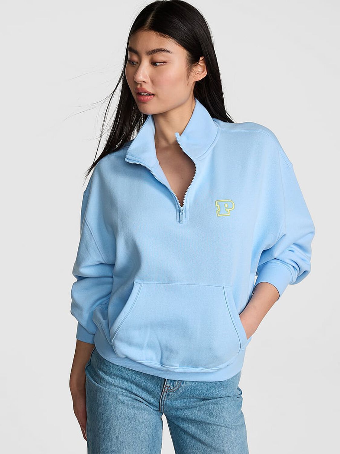 vs Pink Ivy Fleece Quarter-Zip Sweatshirt Blue Dancer 1 of 5 