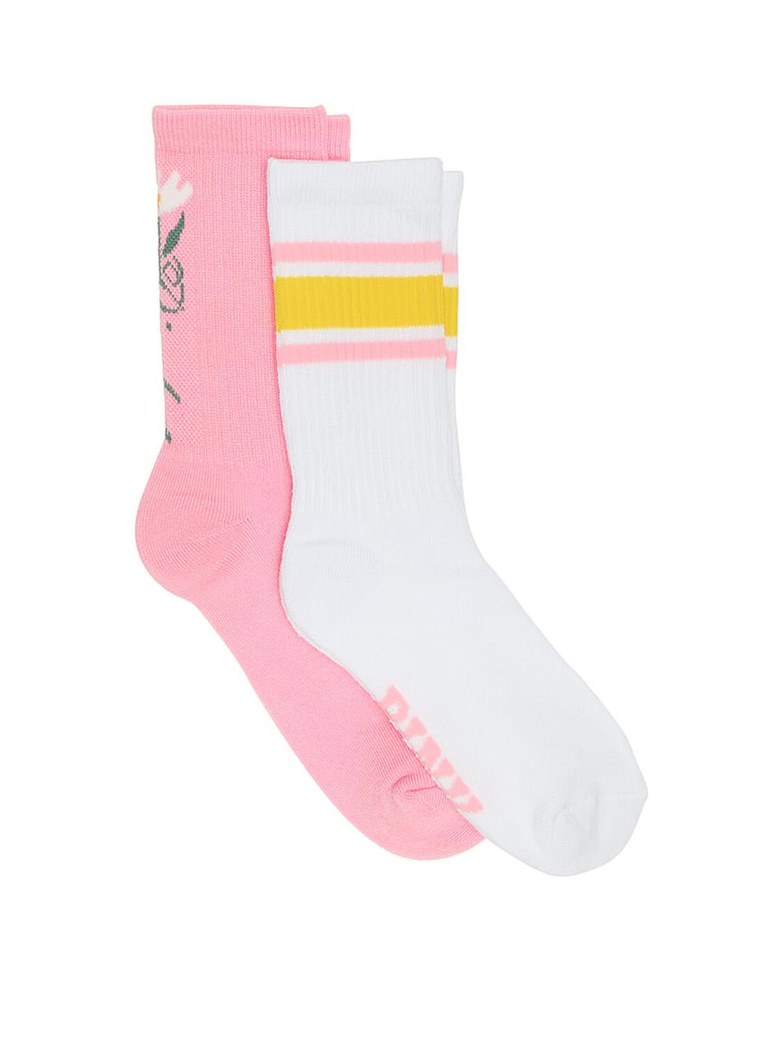 vs Pink 2-Pack Crew Socks Petal Pink/Optic White 1 of 2 