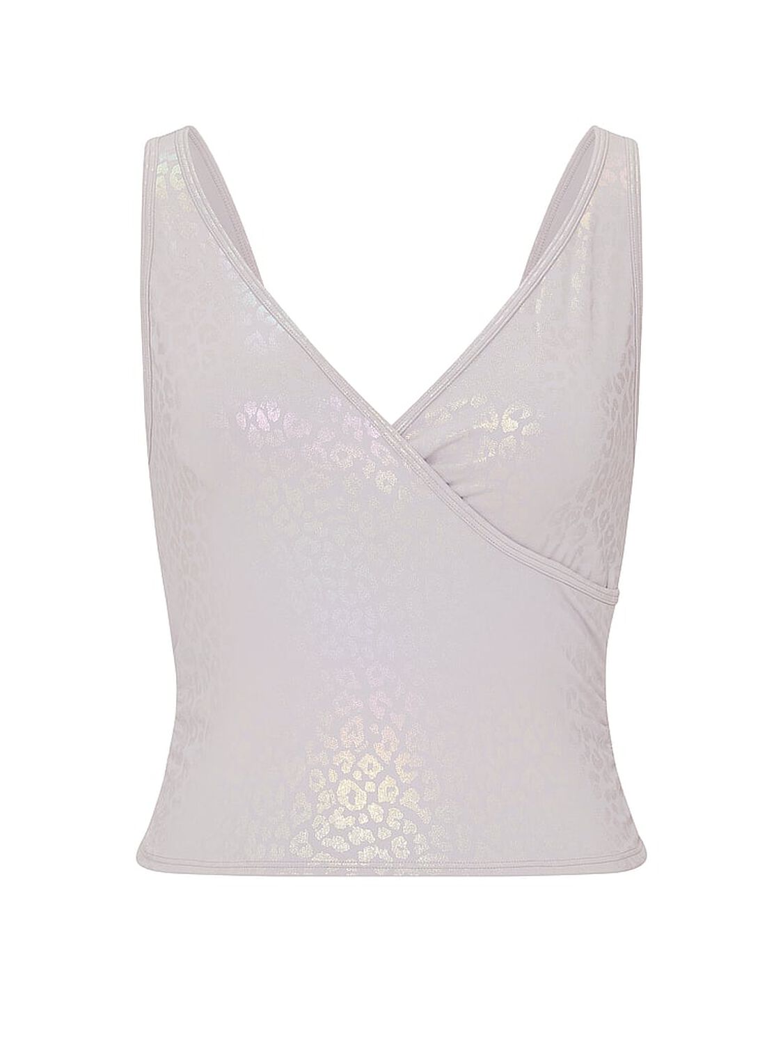 vs Pink PINK Relay&trade; Ruched Wrap Bra Tank Dusty Lilac Leopard Foil 3 of 3 