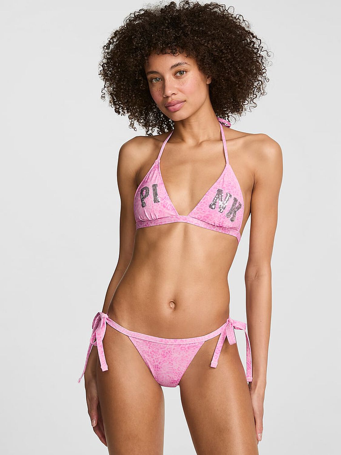 vs Pink Low-Rise Side-Tie Cheeky Bikini Bottom Leo Haze Pink 2 of 3 