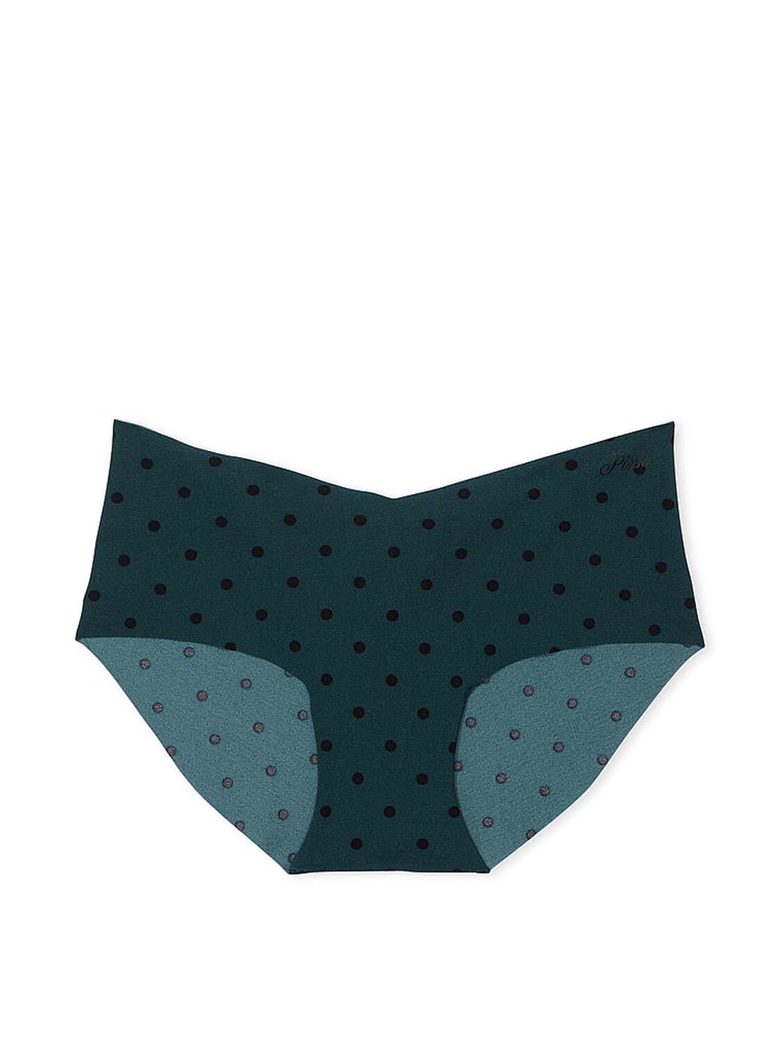 vs Pink No-Show Hiphugger Panty Deep Forest With Black Dot Print 3 of 3 