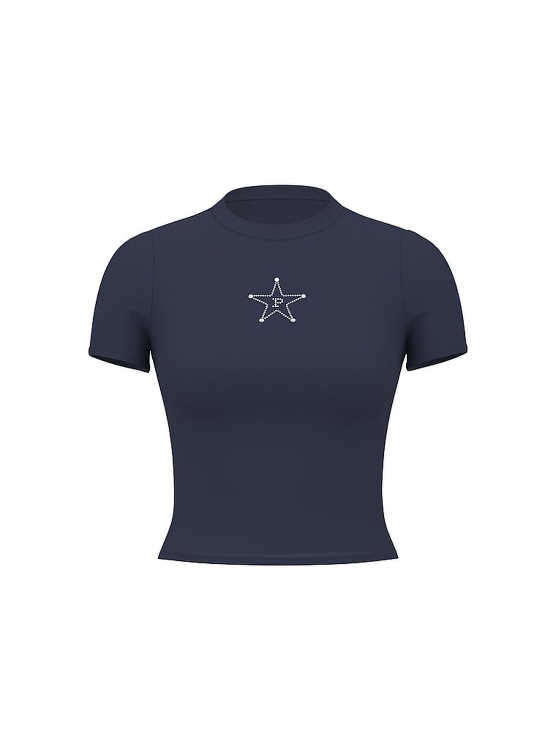 vs Pink Cotton Baby Tee Noir Navy Western Bling 1 of 2 