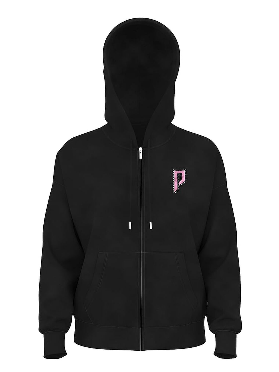 vs Pink Ivy Fleece Campus Full-Zip Hoodie Pure Black 3 of 3 
