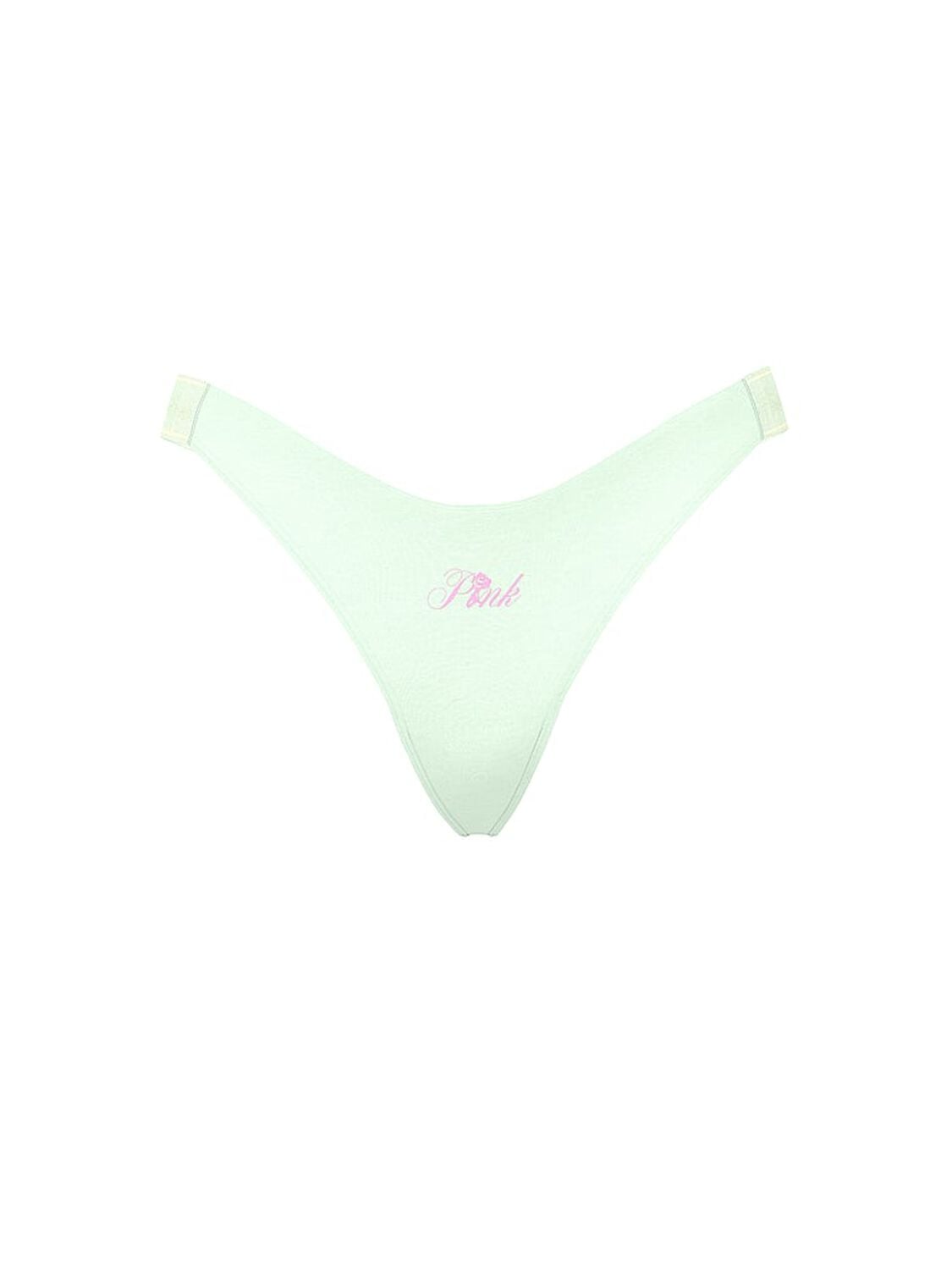 vs Pink Logo Cotton Shine High-Leg Thong Panty Mint With Pink Graphic 3 of 3 