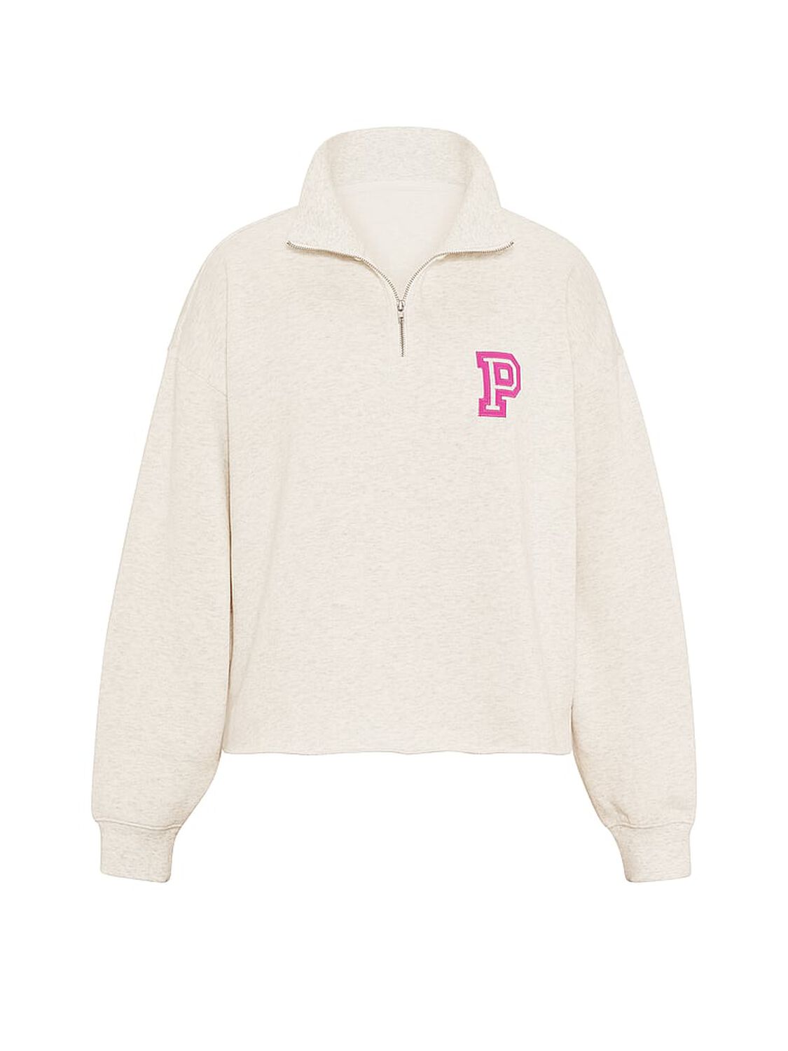pink Pink Campus Fleece&trade; Quarter-Zip Straight-Cut Sweatshirt Snow Heather 3 of 3 