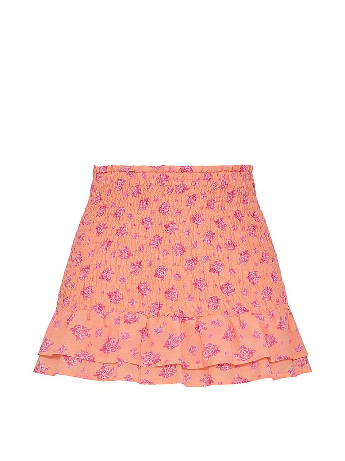 vs Pink Flirty Fit Smocked Mini Skirt Peach Floral 3 of 3 