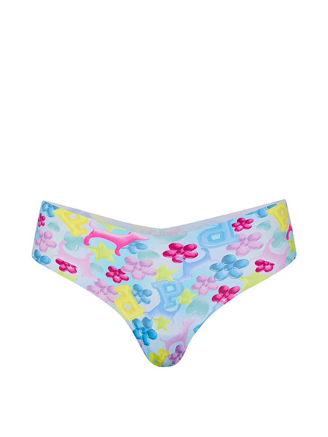vs Pink No-Show Thong Panty Blue Jellies Print 3 of 3 