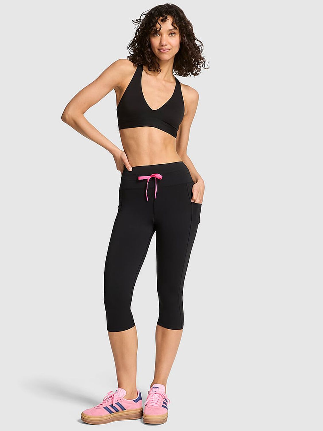 vs Pink Relay Tech Capri Leggings Pure Black 1 of 3 