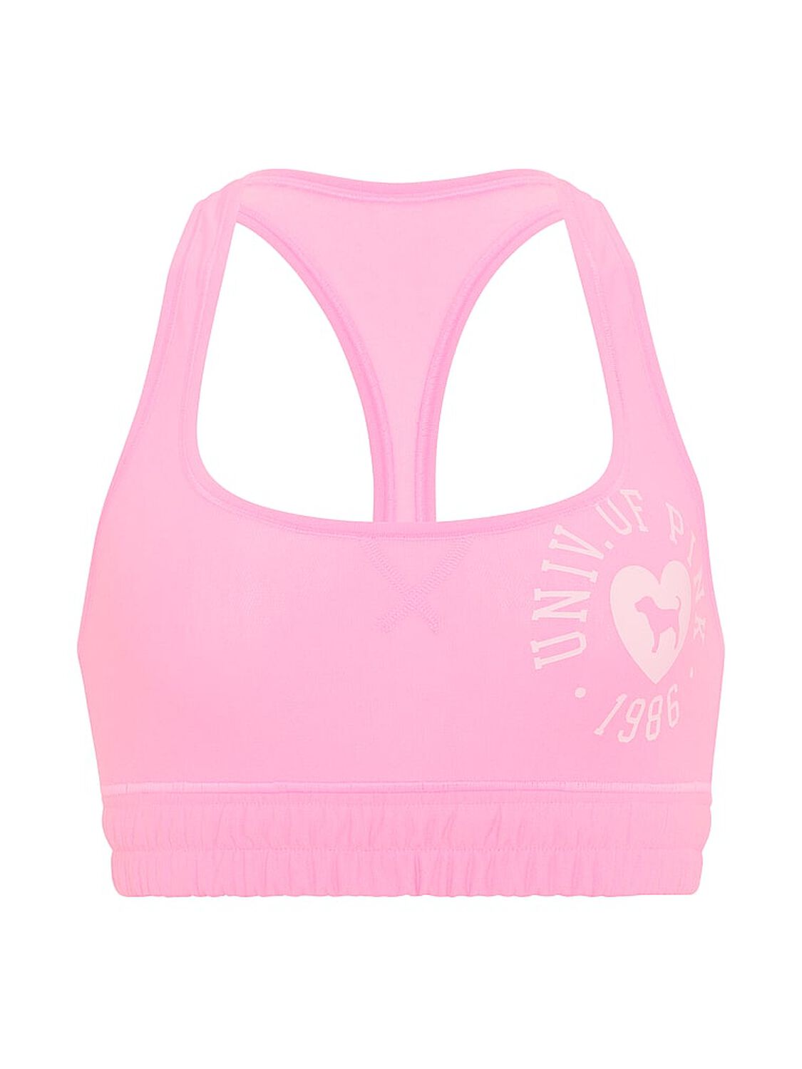 vs Pink Cotton Dorm Fleece Unlined Racerback Bralette Pink Lollipop With Logo 3 of 3 