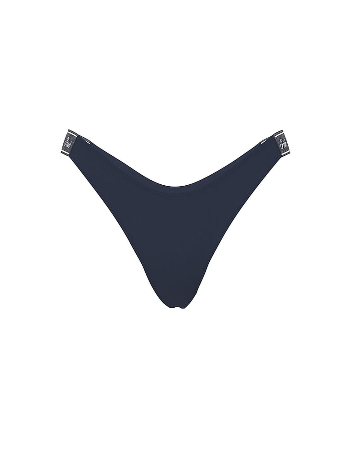 vs Pink Logo Cotton Shine High-Leg Thong Panty Noir Navy 3 of 3 