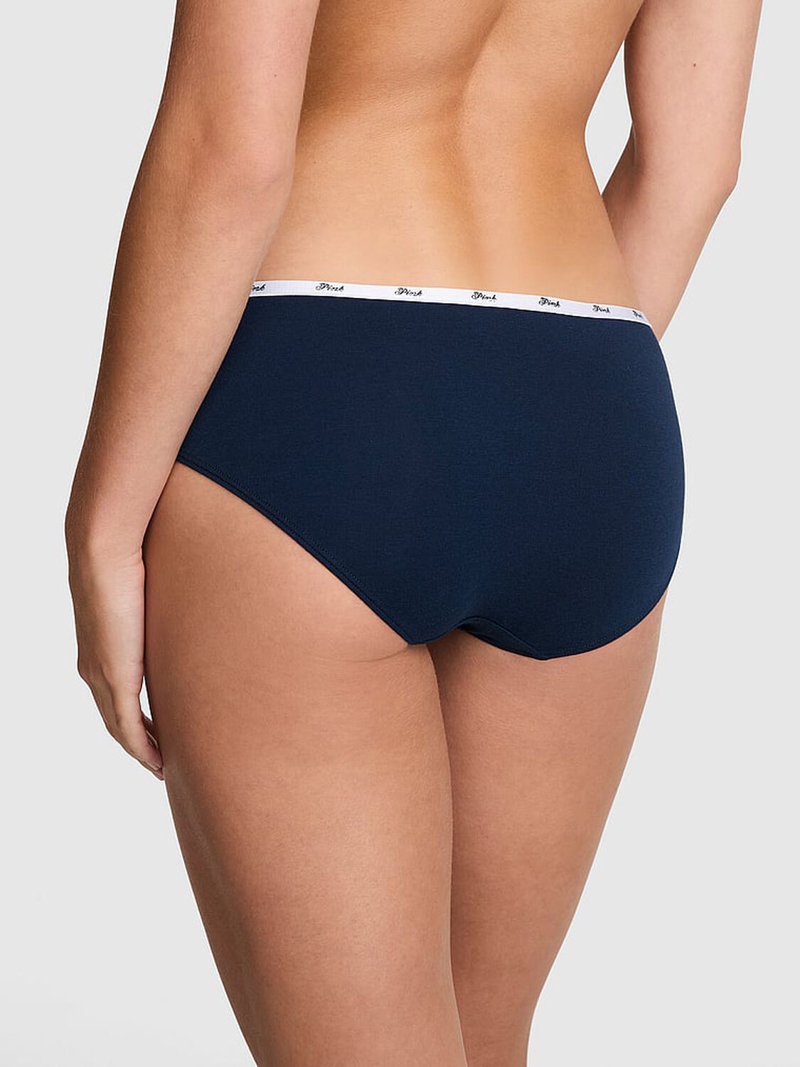 vs Pink Logo Cotton Hiphugger Panty Noir Navy 2 of 3 