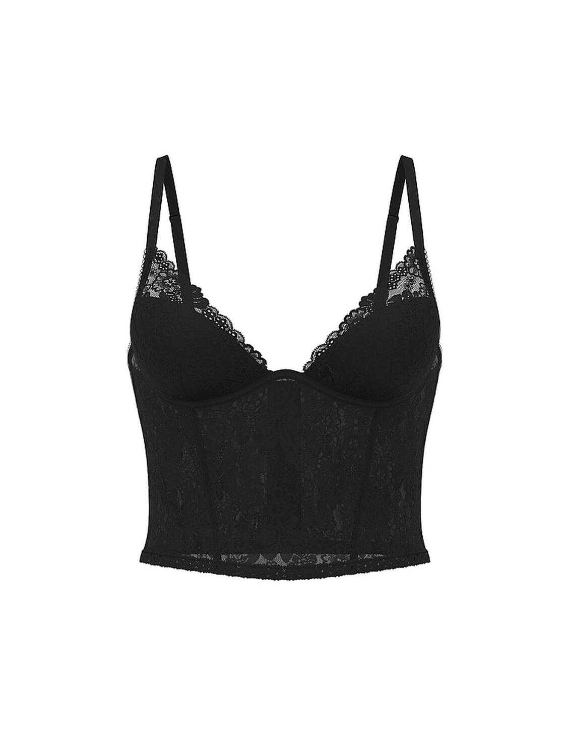 vs Pink Wink Wink Lightly Lined Plunge Corset Top Black 3 of 4 