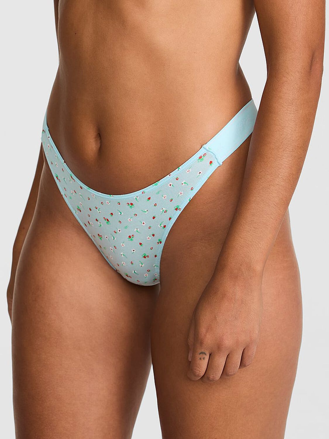 vs Pink Logo Cotton Shine High-Leg Thong Panty 1 of 3 