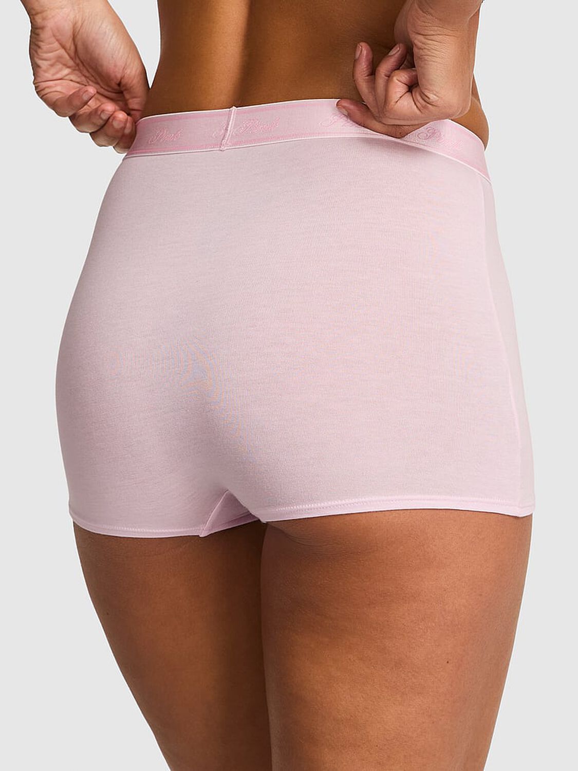 vs Pink Logo Cotton High-Waist Boyshort Panty Pink Tulip 2 of 2 