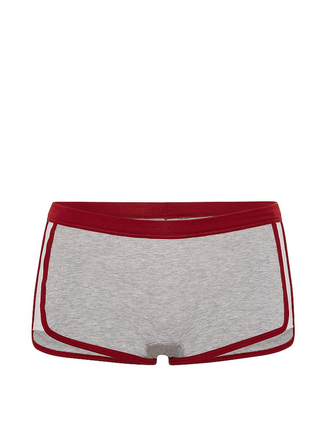 vs Pink Cotton Dorm Boyshort Panty Medium Heather Grey With Red Lacquer Trim 3 of 4 