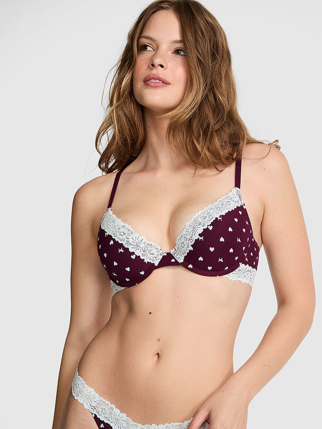 vs Pink Wear Everywhere&trade; Push-Up Bra Wild Rose Heart & Dog Print 1 of 4 