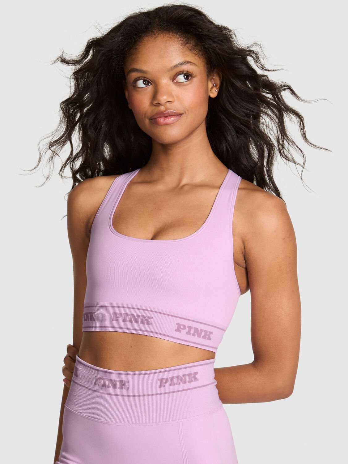 vs Pink Seamless Reversible Sports Bra Pink Tulip 1 of 2 