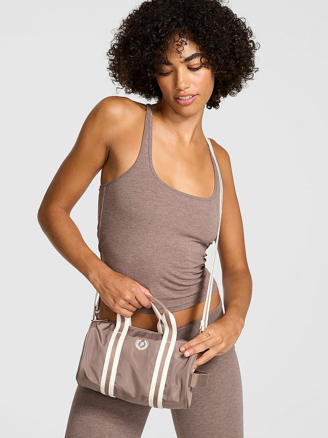 vs Pink Mini Nylon Duffle Bag Iced Coffee 3 of 3 