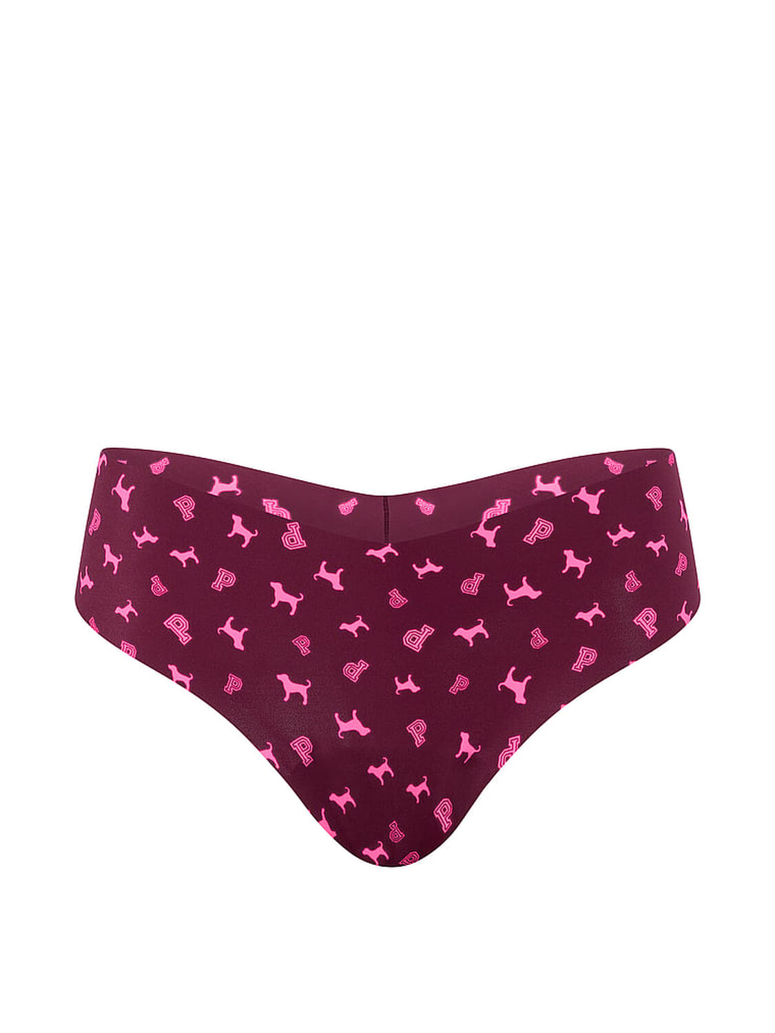 vs Pink No-Show Thong Panty Wild Rose Logo Dog 3 of 3 