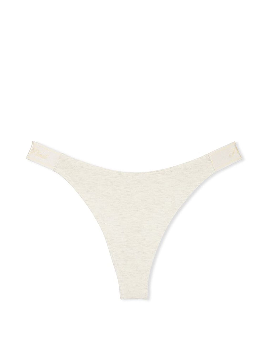vs Pink Logo Cotton High-Leg Thong Panty Natural Heather 3 of 3 
