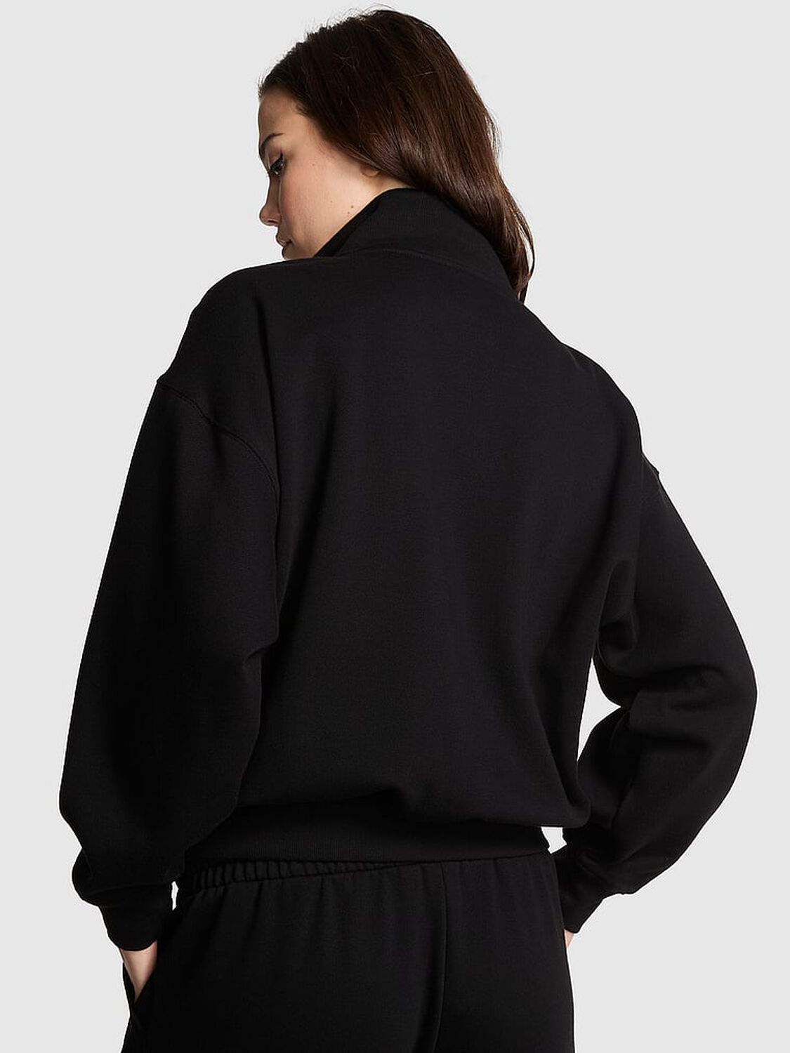 vs Pink Ivy Fleece Quarter-Zip Sweatshirt Pure Black Holiday 2 of 3 