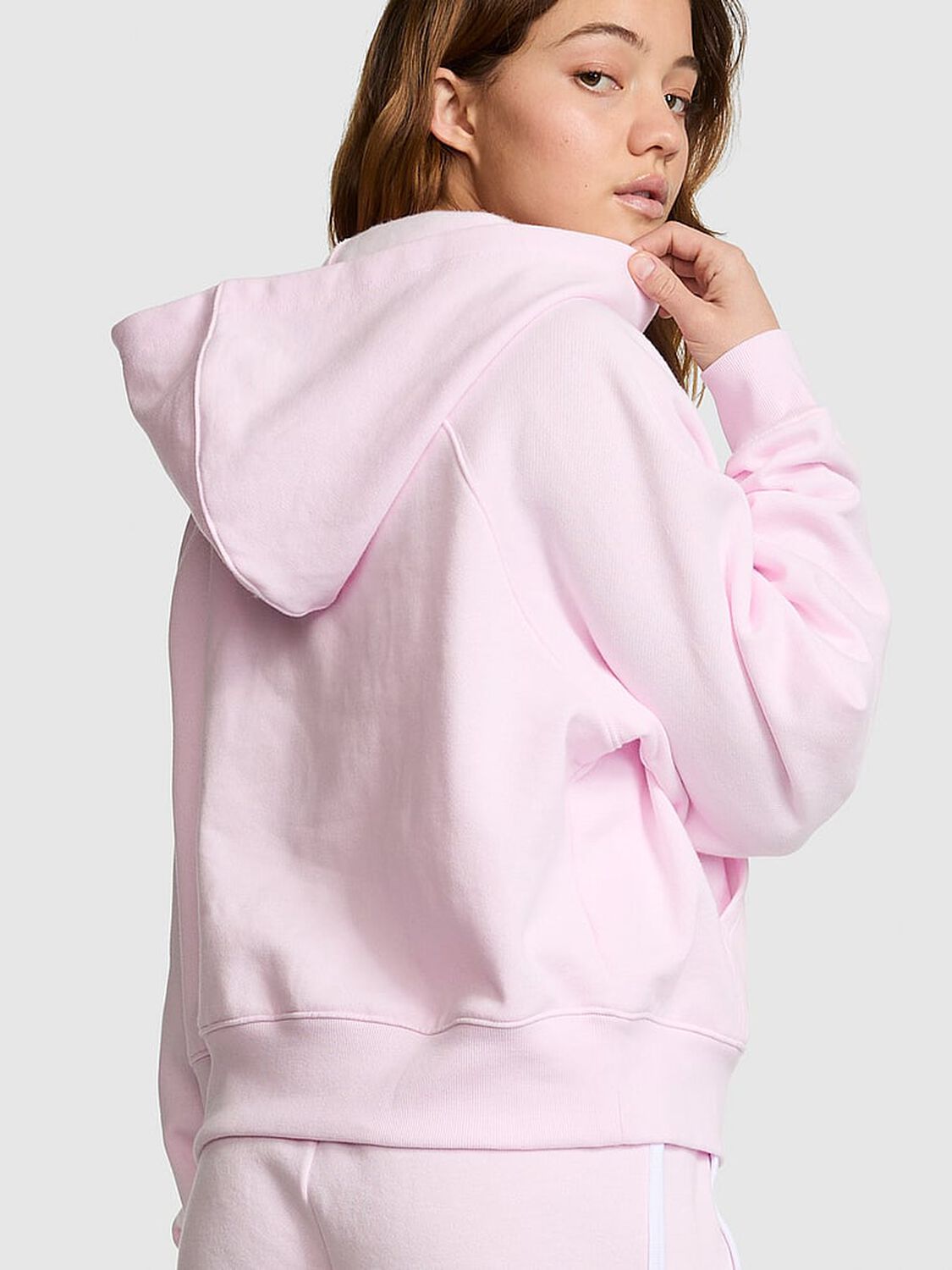 vs Pink Campus Fleece&trade; Shrunken Hoodie Pink Tulip 2 of 4 
