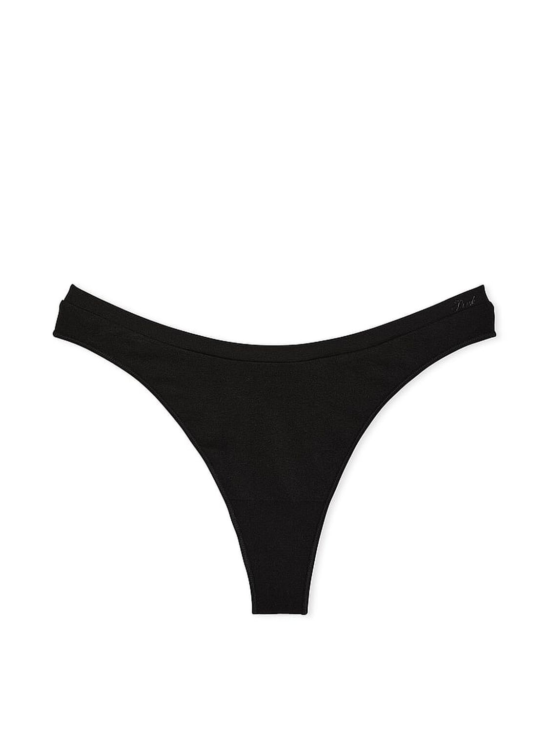 vs Pink Seamless High-Leg Thong Panty Pure Black 3 of 3 