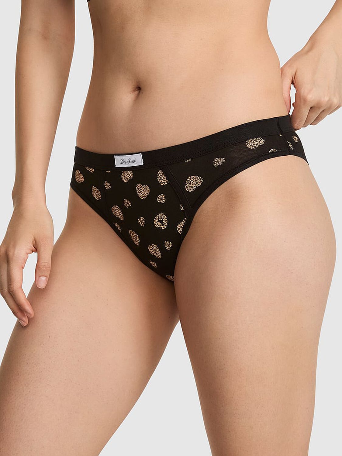 vs Pink Cotton Cheeky Panty Black Leo Heart 1 of 3 