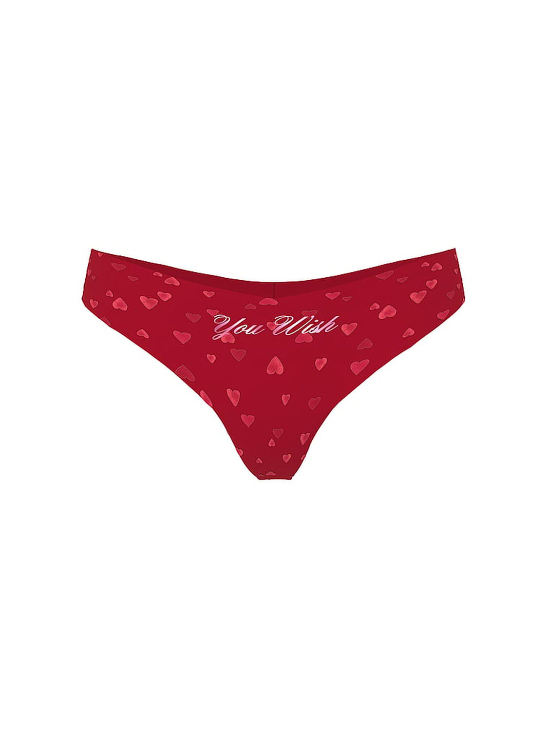 vs Pink No-Show Thong Panty Red Heart With You Wish Foil Graphic 3 of 3 