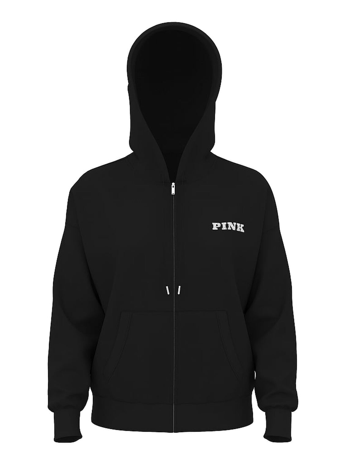 vs Pink Ivy Fleece Campus Full-Zip Hoodie Pure Black 3 of 3 