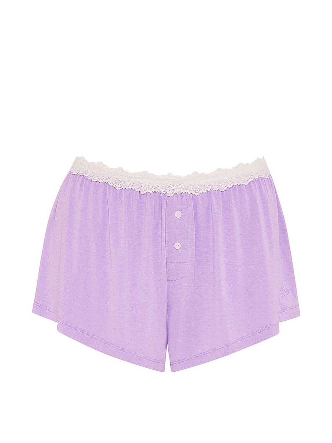 vs Pink 24/7 Lounge Modal Lace-Trim Micro Shorts Lilac Crush 3 of 3 
