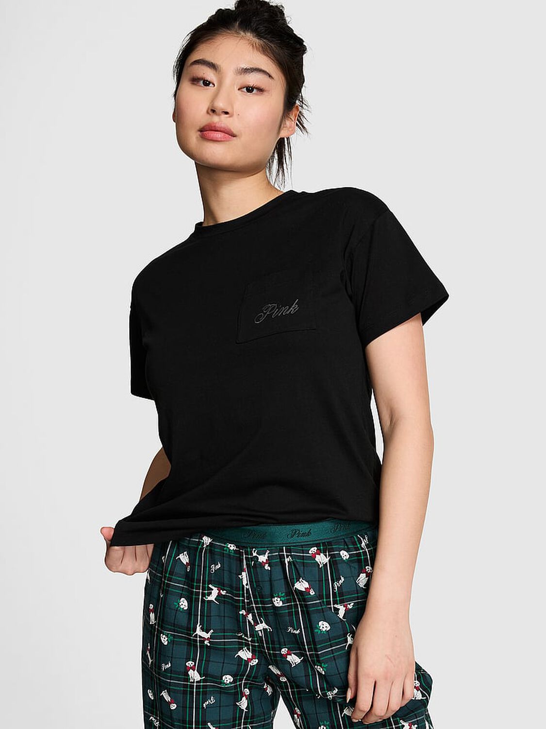 vs Pink 100% Cotton Bling Tee Pure Black Logo 1 of 3 