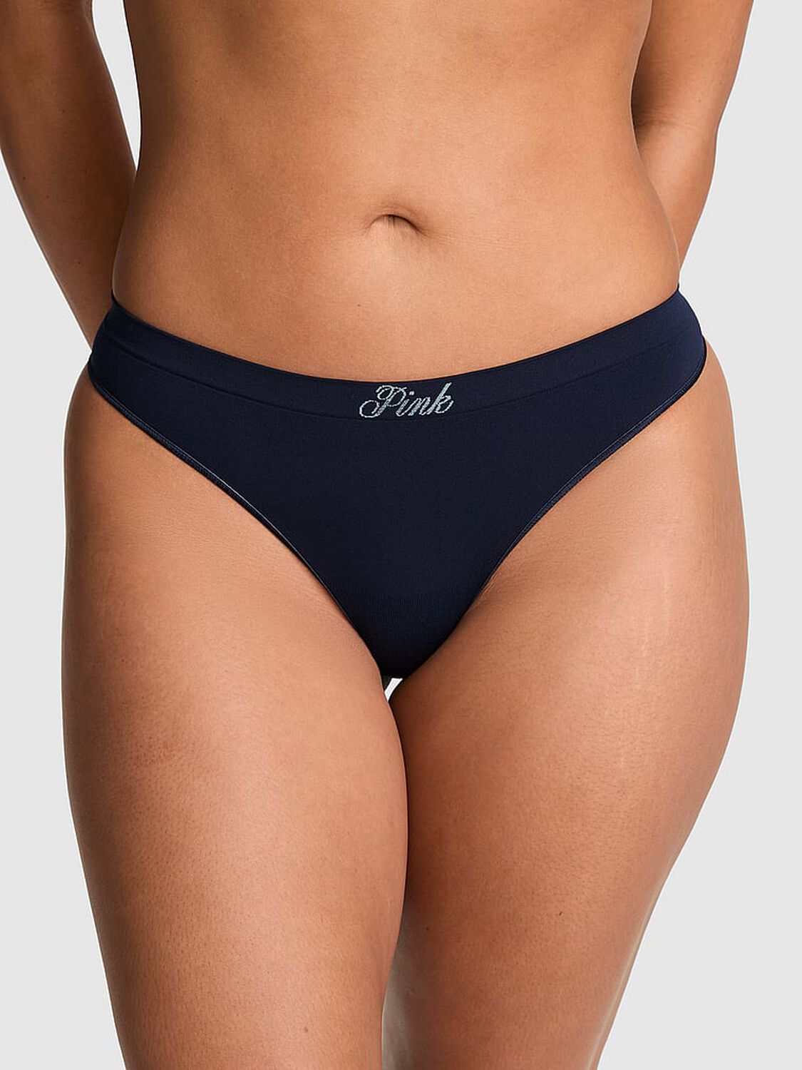 vs Pink Seamless Thong Panty Noir Navy 1 of 4 