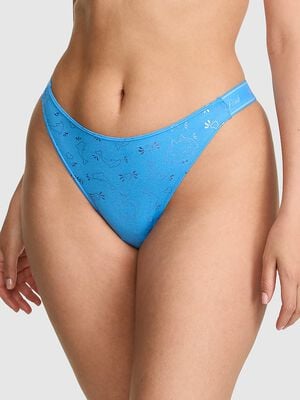 Logo Cotton High-Leg Thong Panty
