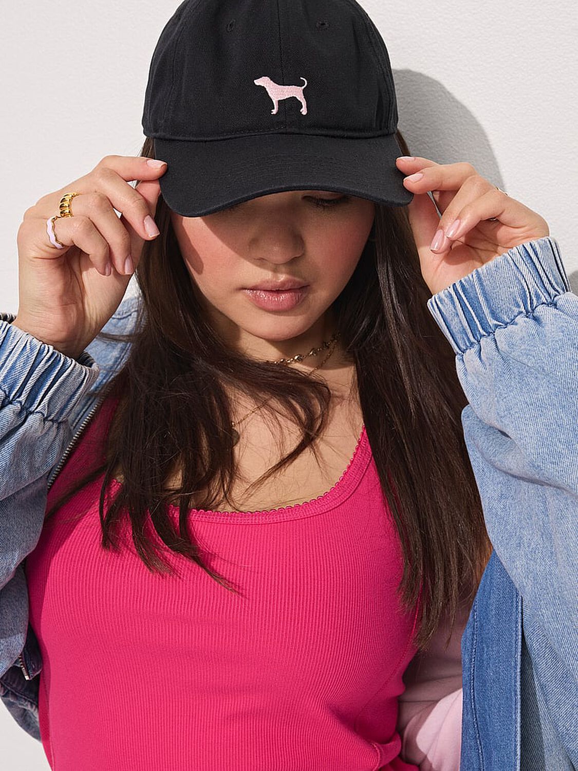 vs Pink Baseball Hat Pure Black 1 of 3 