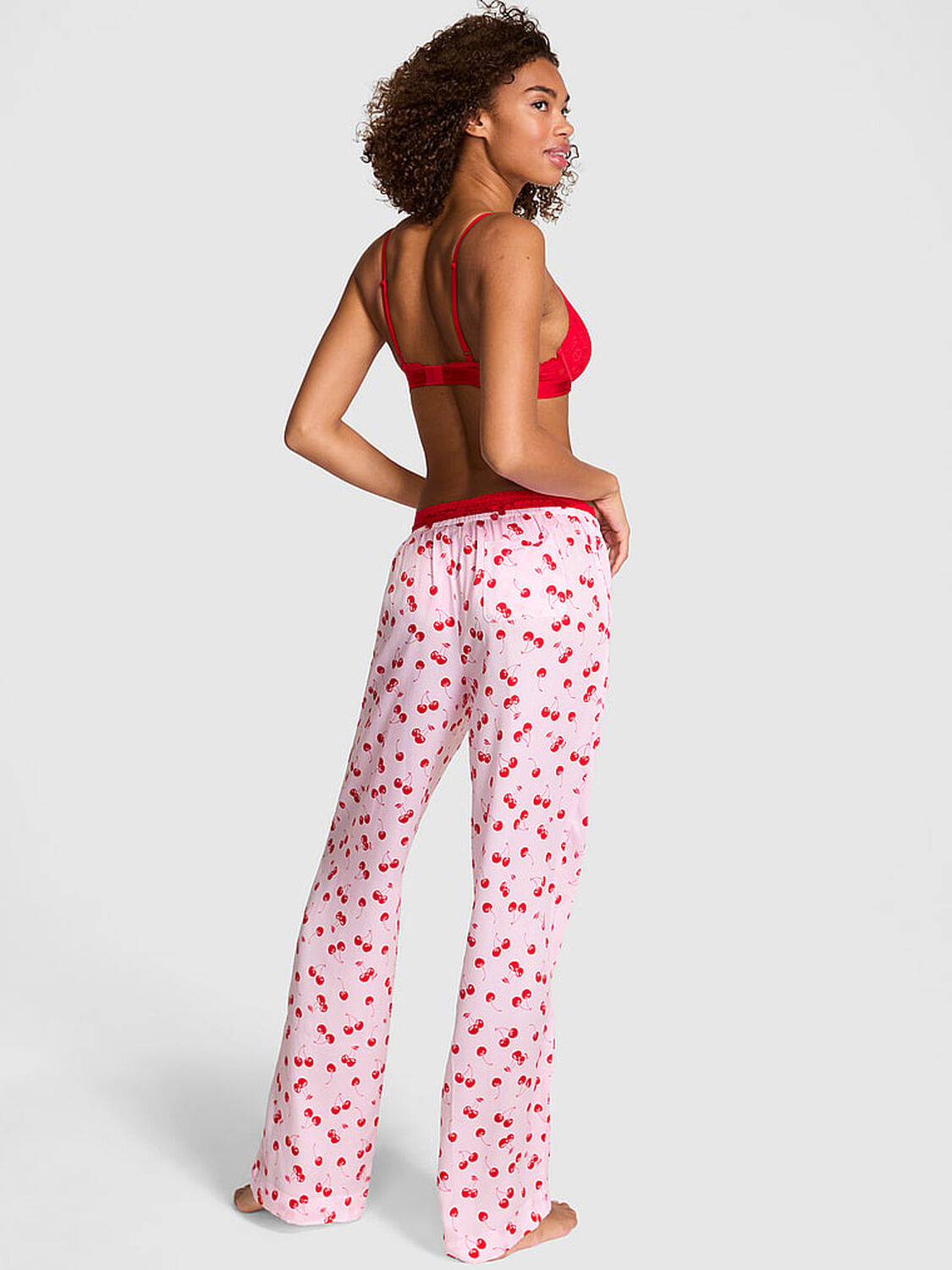 vs Pink Sweet Dreams Pajama Pants Pink Tulip Cherries 2 of 4 