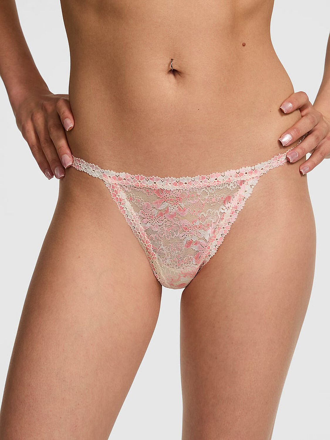 vs Pink Wink V-String Panty White Shell 1 of 2 