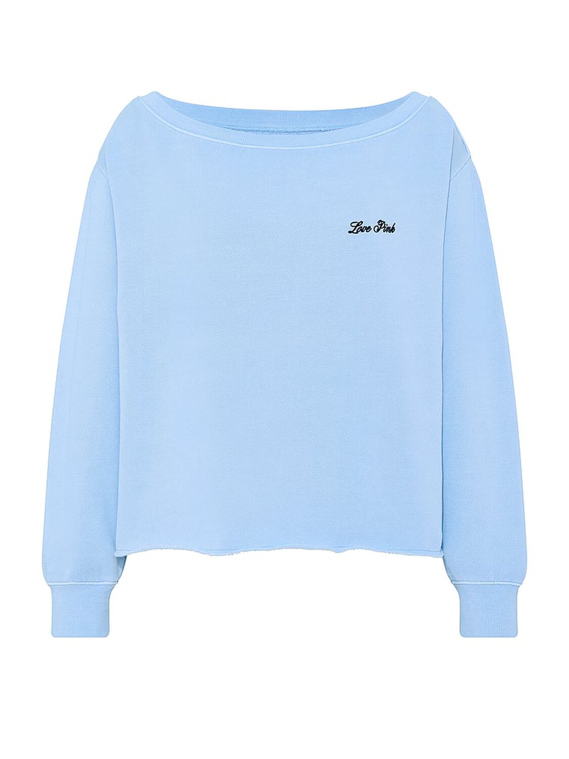 vs Pink Campus Fleece&trade; Rib Off-The-Shoulder Sweatshirt Blue Dancer 3 of 3 