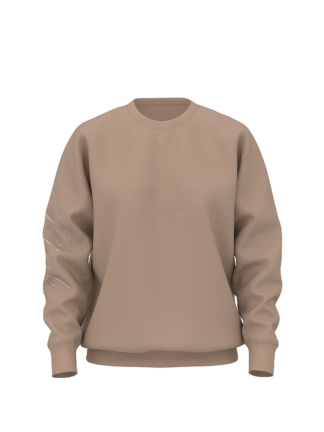 vs Pink Ivy Fleece Oversized Crew Sweatshirt Iced Coffee 3 of 3 