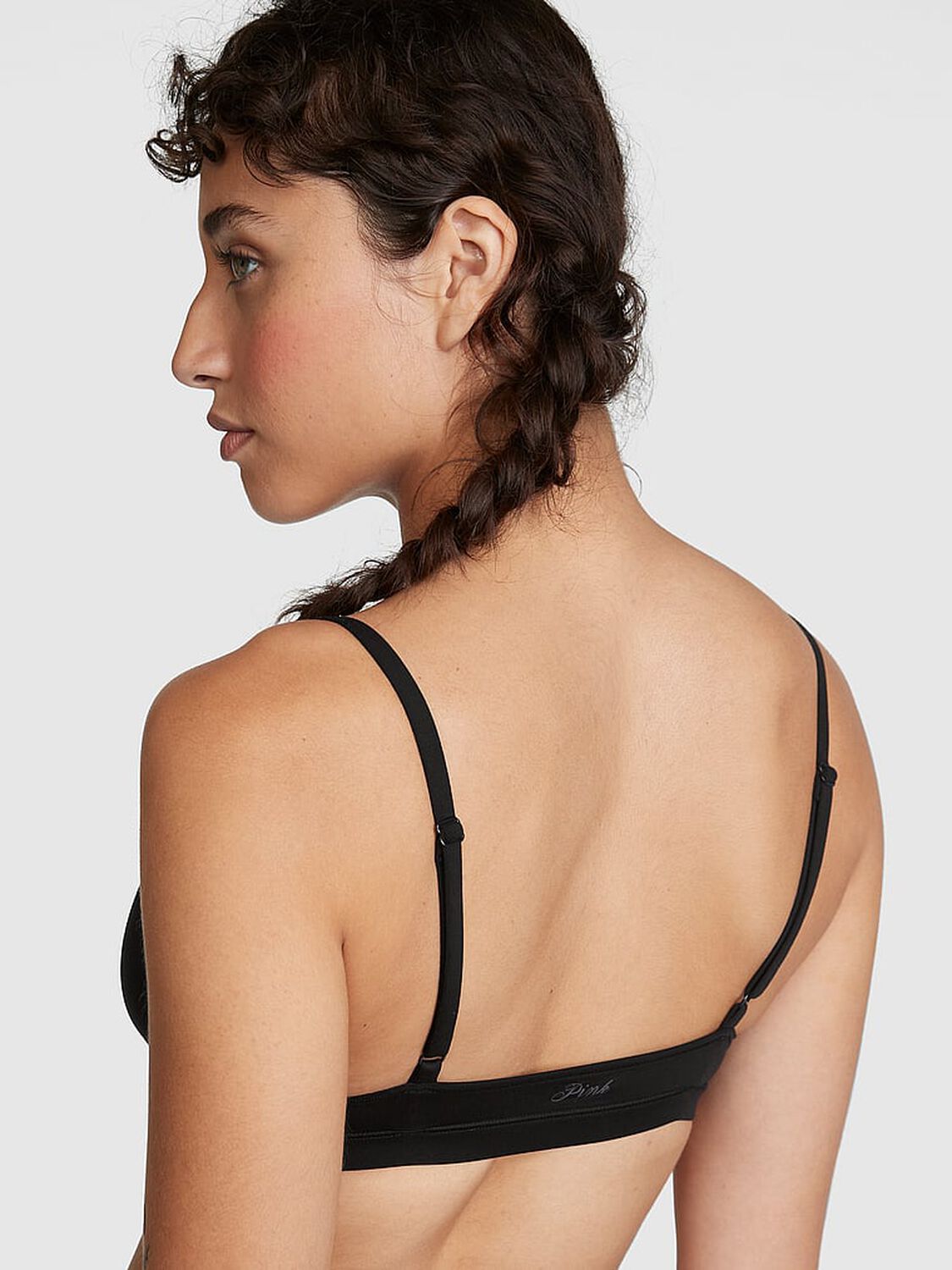 vs Pink Bralettes & Bra Tops Triangle Bralette Pure Black 2 of 4 