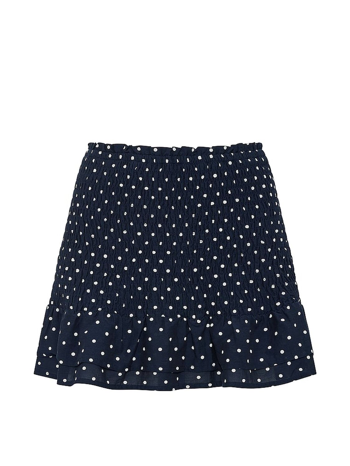 vs Pink Flirty Fit Smocked Mini Skirt Noir Navy Polka Dot 3 of 3 