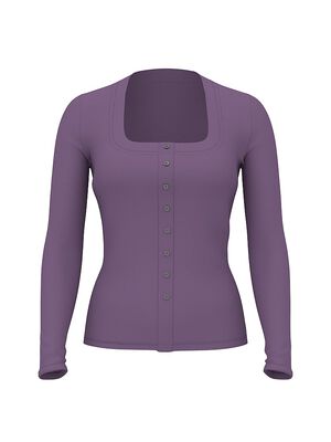 Vintage Ribbed Button-Down Long-Sleeve Tee