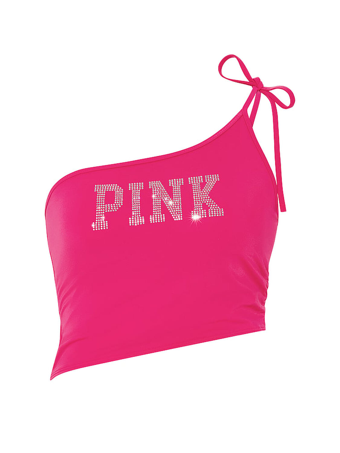 vs Pink Swim One-Shoulder Ruched Tankini Top Hot Stuff 3 of 4 