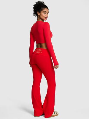 All-Day Cotton Foldover Flare Leggings