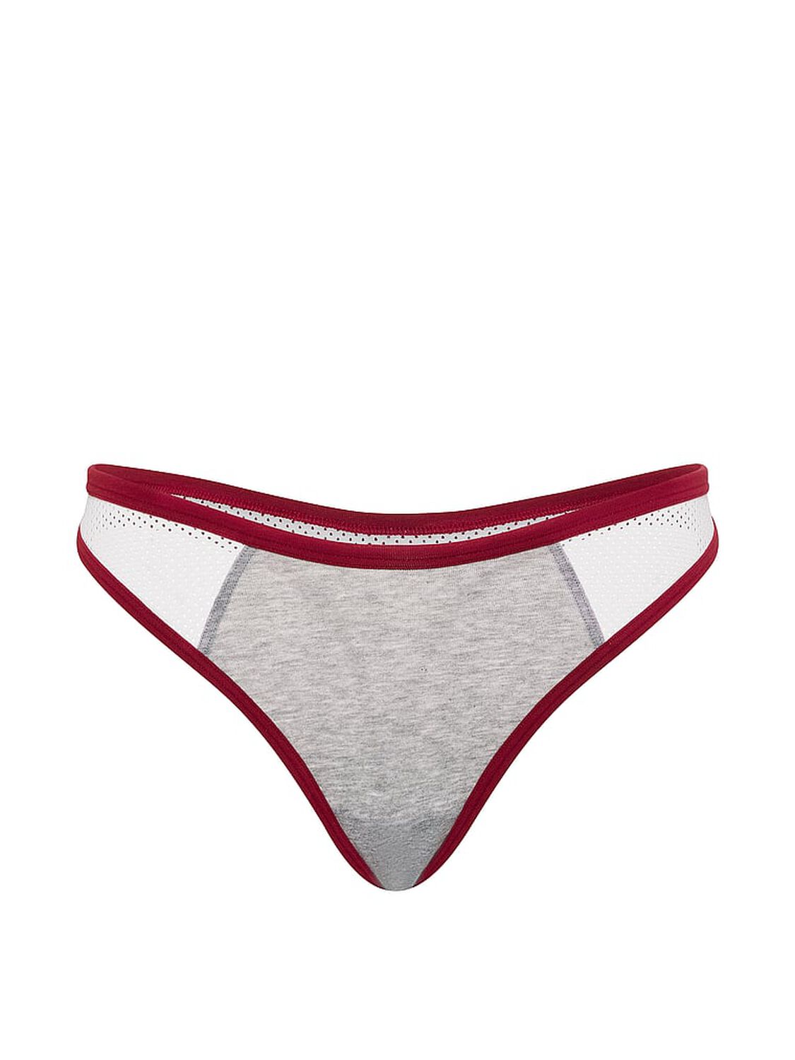 vs Pink Cotton Thong Panty Medium Heather Grey With Red Lacquer Trim 3 of 3 