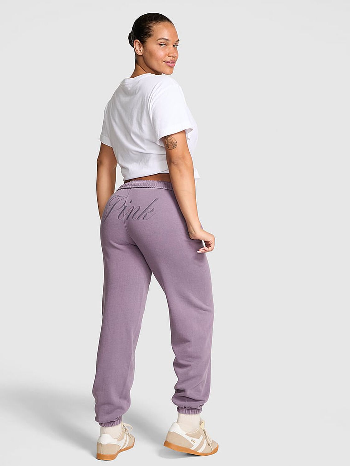 vs Pink Ivy Fleece Campus Sweatpants Frozen Plum 2 of 3 